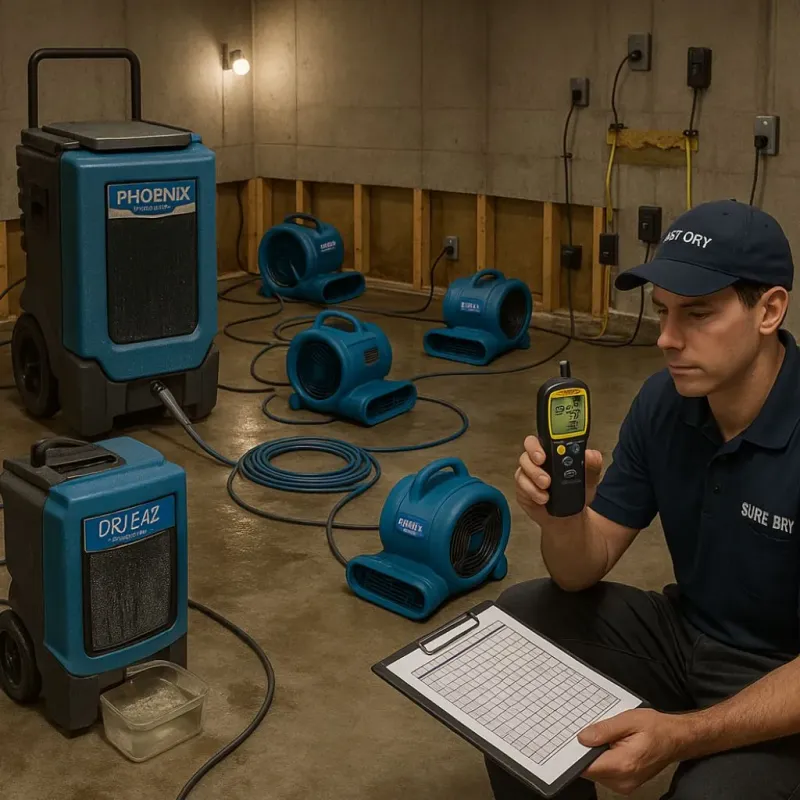 Structural Drying and Dehumidification process in San Bruno, CA